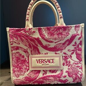 Versace Floral Pink and Cream Tote